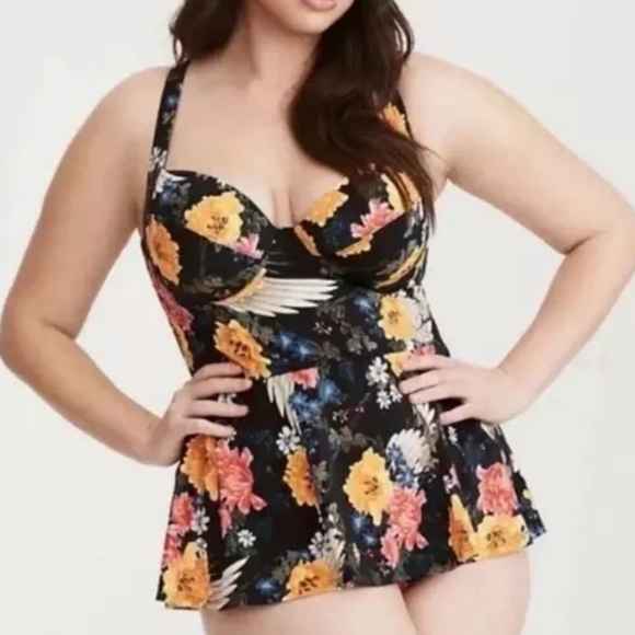 Torrid Vixen Floral Peplum Swimsuit - Picture 1 of 5